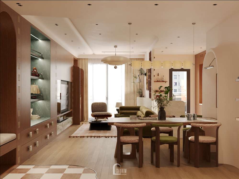 Thiết kế phòng ăn chung cư 3 ngủ phong cách Mid - century dự án Viha Complex Leciva - Nơi từng chi tiết nội thất kể câu chuyện về phong cách sống và gu thẩm mỹ riêng biệt